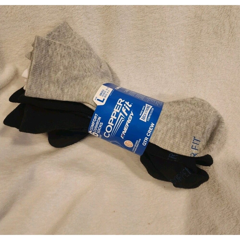 Copper Fit Socks Crew Energy Comfort Cushion Unisex 8 To 12 Or 10-13 Colored